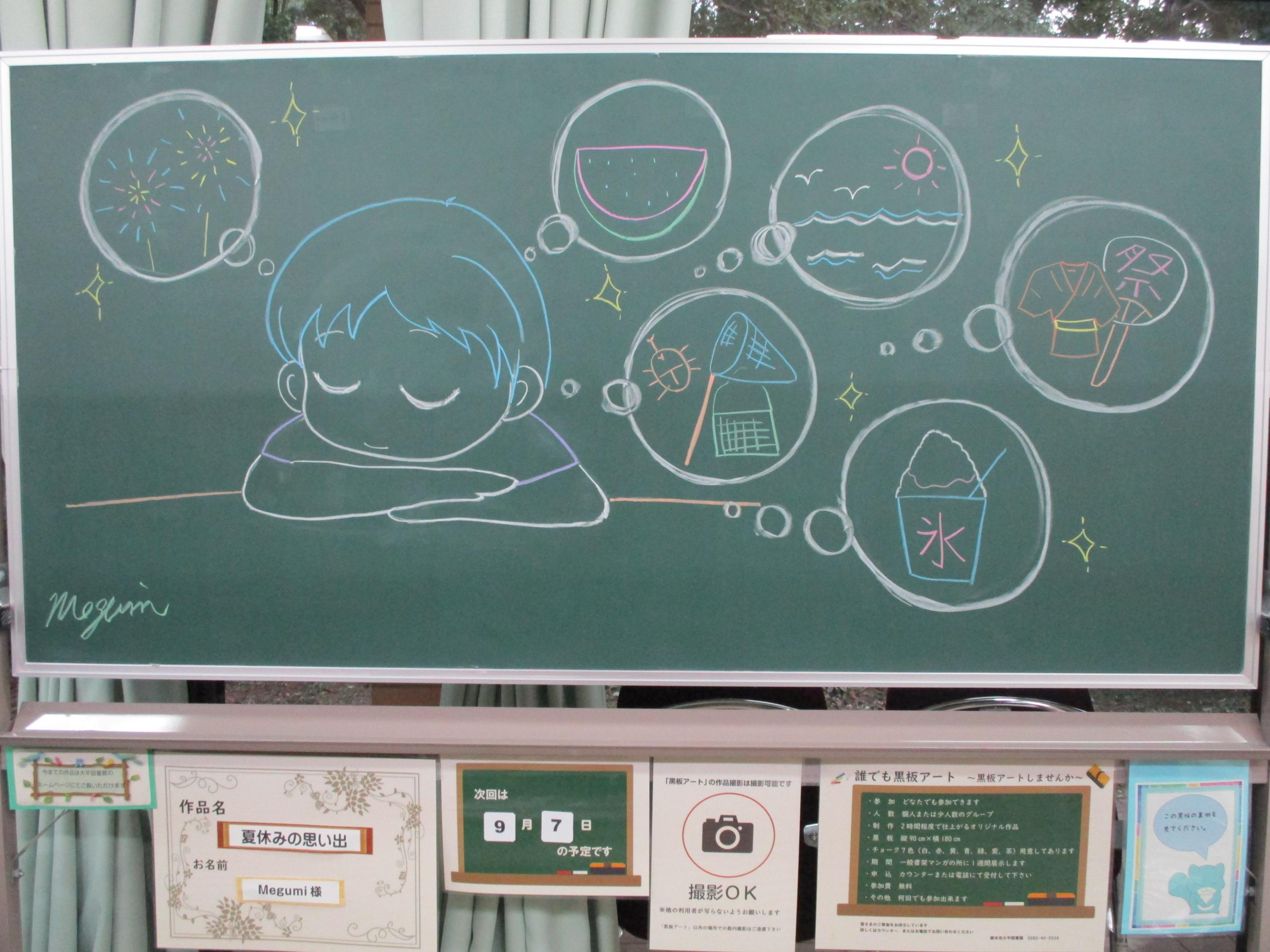 「夏休みの思い出／Megumi様」黒板アートの写真